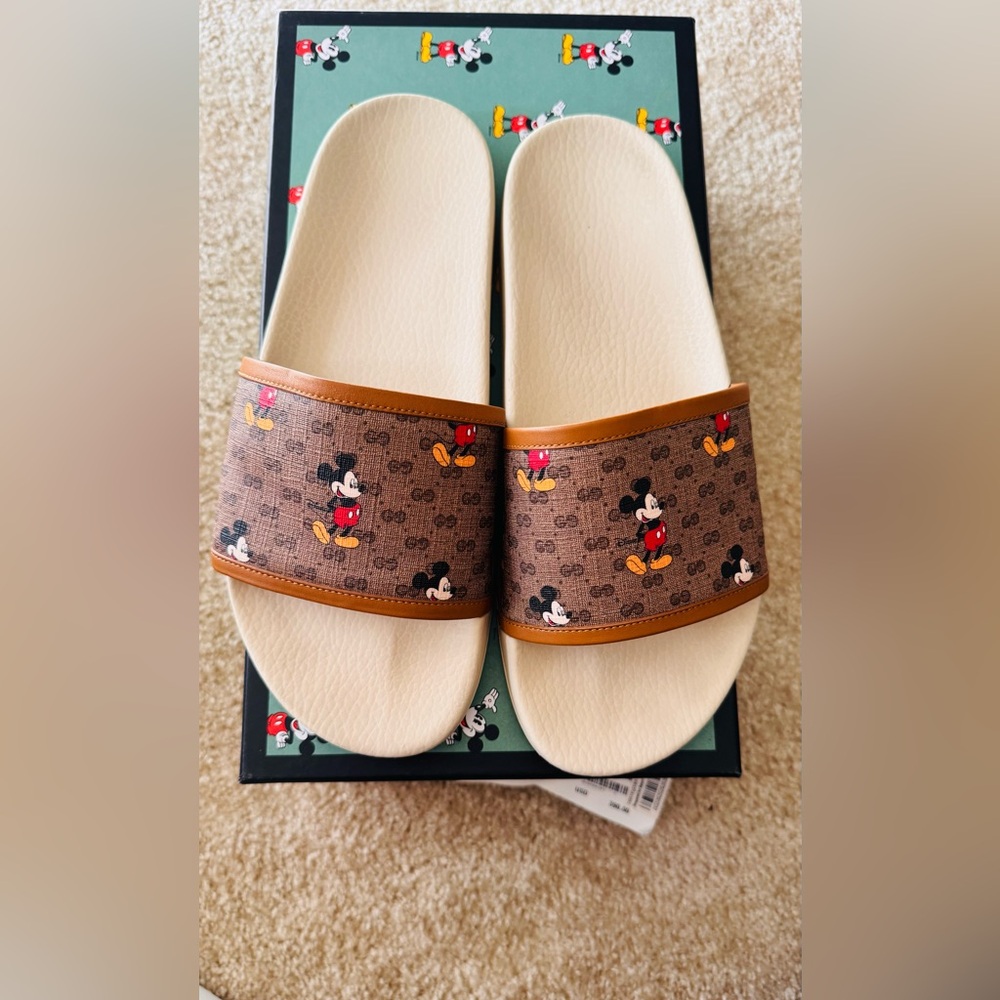 Gucci Green Mickey Mouse Slides